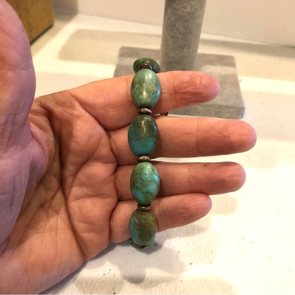 Genuine Turquoise & Sterling Silver 925 Bracelet- Artisan made.  Toggle closure - Picture 7 of 13